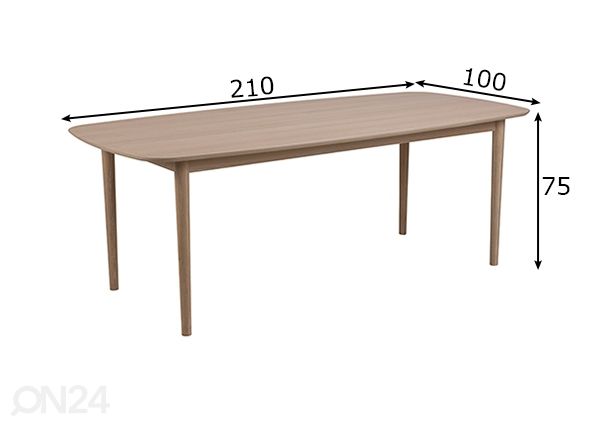 Söögilaud Asta 210x100 mõõdud