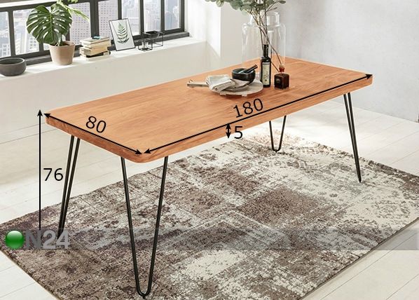 Söögilaud Bagli 180x80 cm mõõdud
