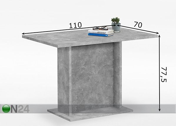 Söögilaud Bandol 3 70x110 cm mõõdud