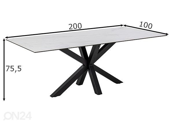 Söögilaud Beira 100x200 cm mõõdud
