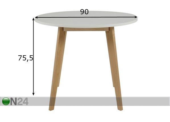 Söögilaud Bend Ø 90 cm mõõdud
