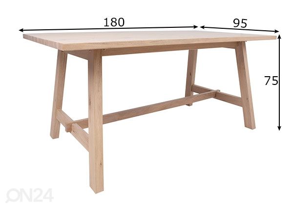 Söögilaud Bergen 95x180 cm mõõdud