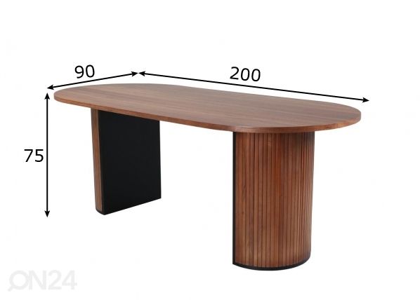Söögilaud Bianca 200x90 cm mõõdud