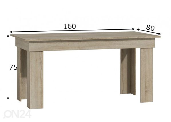 Söögilaud Brunch 80x160 cm mõõdud