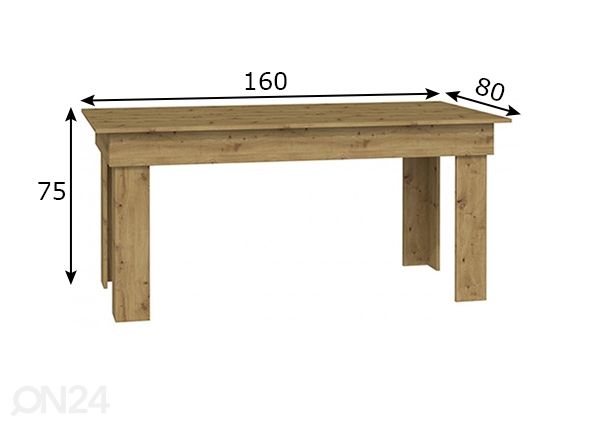 Söögilaud Brunch 80x160 cm mõõdud