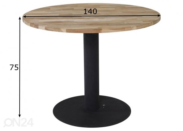 Söögilaud Cirebon Ø 140 cm mõõdud