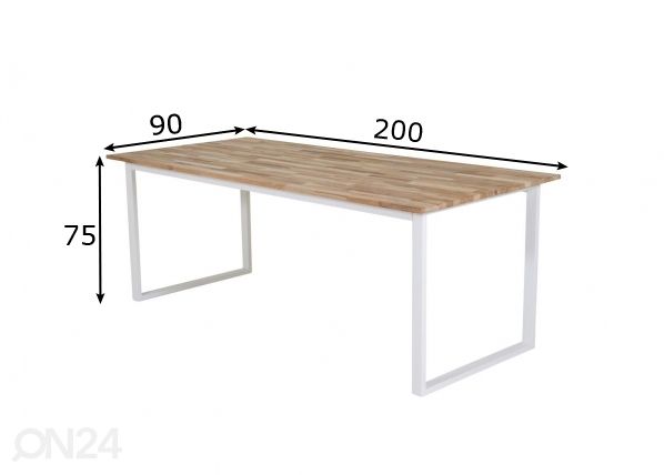 Söögilaud Cirebon 200x90 cm mõõdud