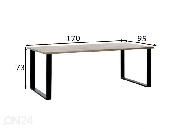 Söögilaud Como2 170x95 cm mõõdud