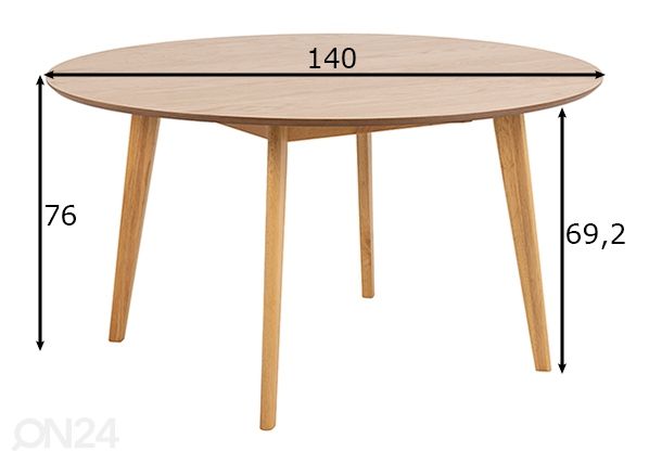 Söögilaud Concord Ø140 cm mõõdud