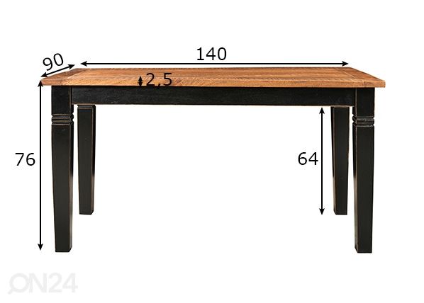 Söögilaud Corsica 90x140 cm mõõdud