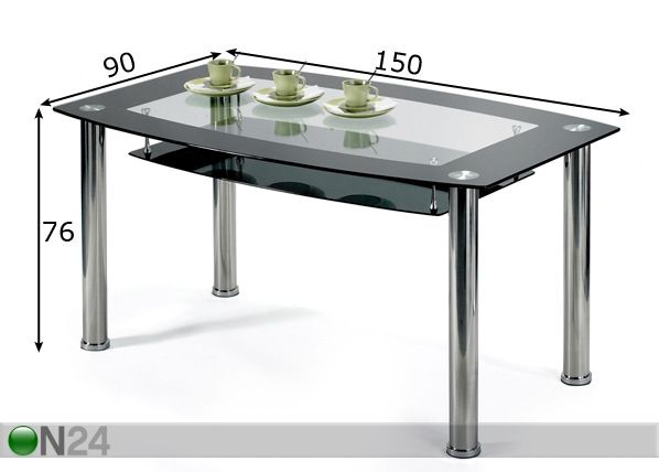 Söögilaud Didi 90x150 cm mõõdud