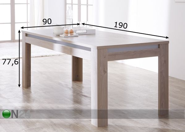 Söögilaud Dinant 90x190 cm mõõdud