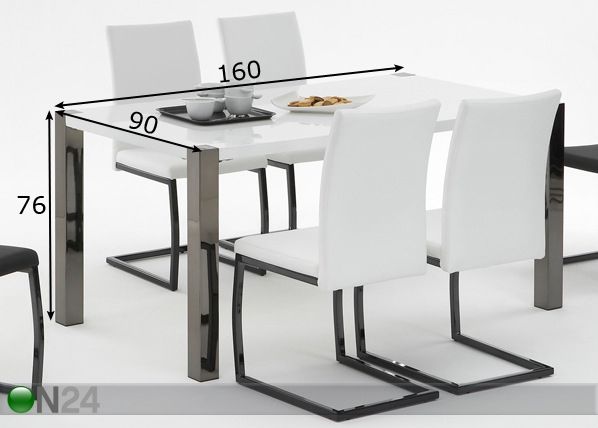 Söögilaud Emma 90x160 cm mõõdud