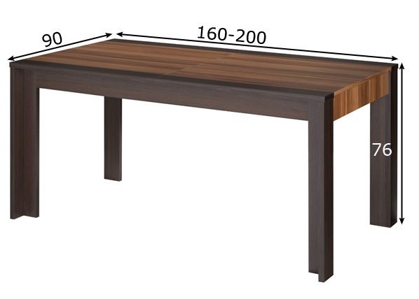 Söögilaud Enego 90x160 cm mõõdud