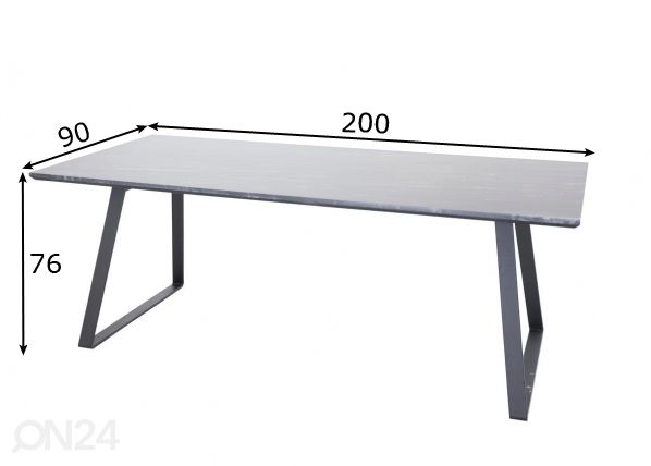 Söögilaud Estelle 200x90 cm mõõdud