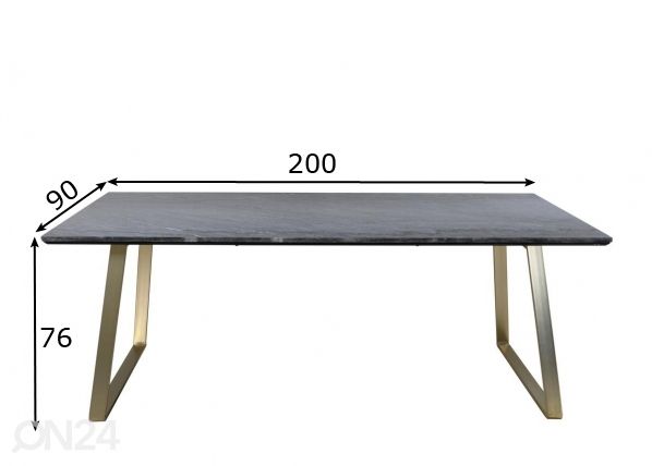 Söögilaud Estelle 200x90 cm mõõdud