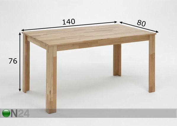 Söögilaud Eva II 80x140 cm mõõdud