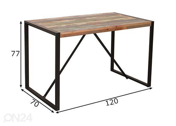 Söögilaud Fiume 70x120 cm mõõdud