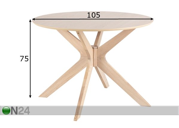 Söögilaud Fresno Ø 105 cm mõõdud