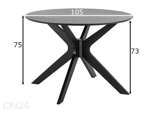 Söögilaud Fresno Ø 105 cm mõõdud