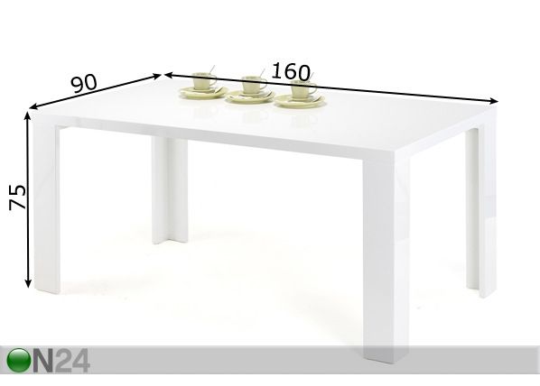 Söögilaud Göteborg 90x160 cm mõõdud