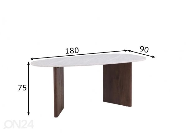 Söögilaud Grönvik 180x90 cm mõõdud