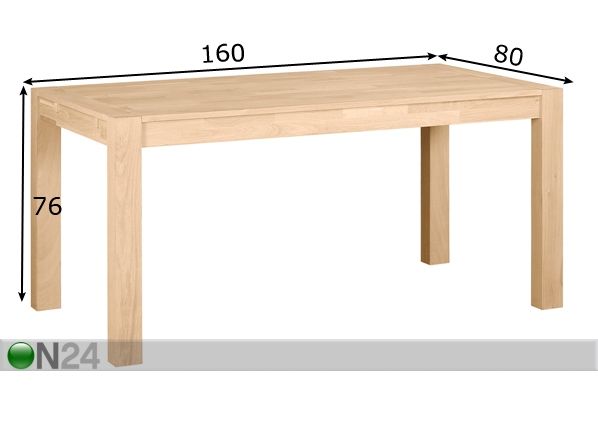 Söögilaud Harper 160x80 cm mõõdud