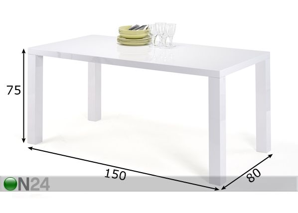Söögilaud Holly 80x150 cm mõõdud