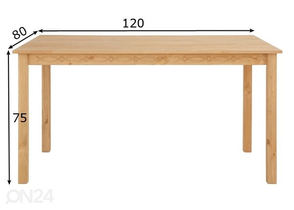 Söögilaud Indra 120x80 cm mõõdud