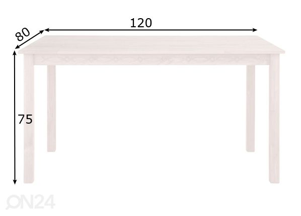 Söögilaud Indra 120x80 cm mõõdud