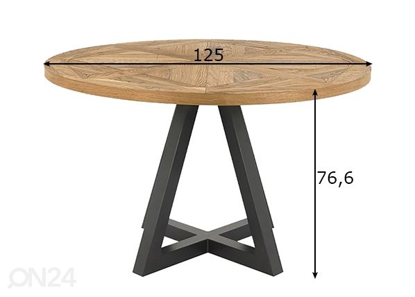 Söögilaud Indus Ø 125 cm mõõdud