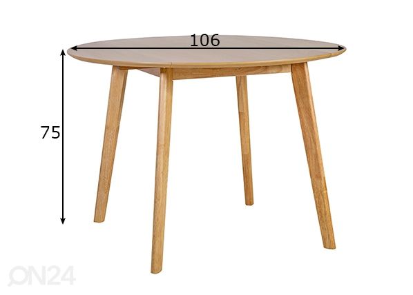 Söögilaud Jaxton Ø 106 cm mõõdud