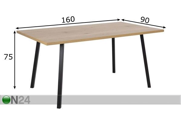 Söögilaud Jenny 160x90 cm mõõdud