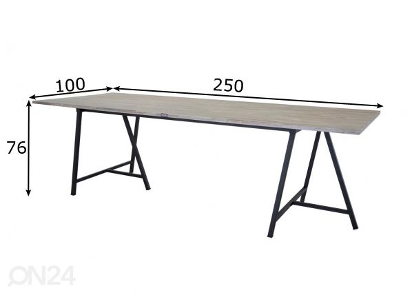 Söögilaud Jepara 250x100 cm mõõdud