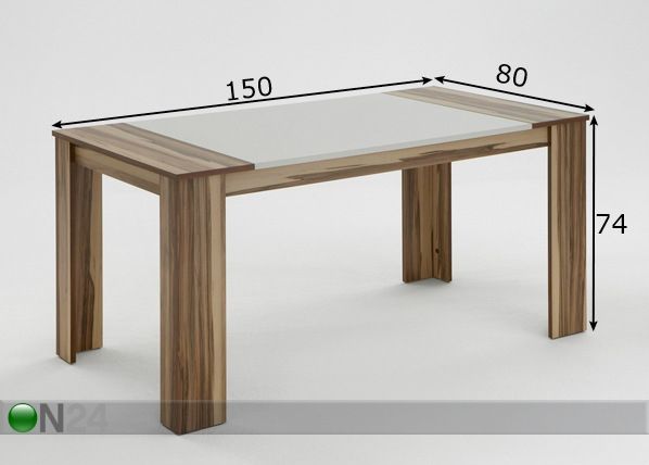 Söögilaud Julia 80x150 cm mõõdud