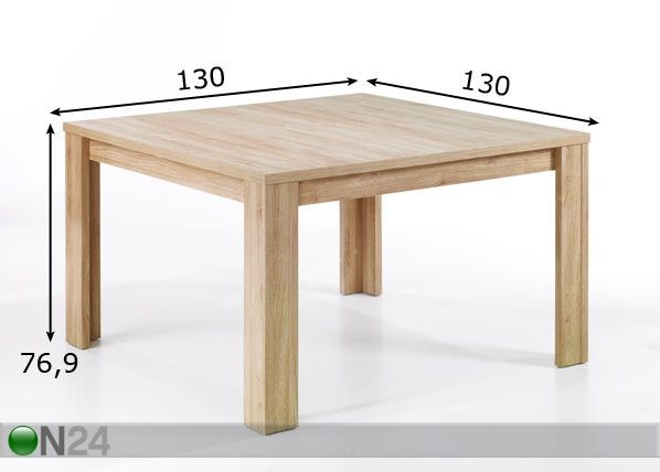 Söögilaud Koll 130x130 cm mõõdud