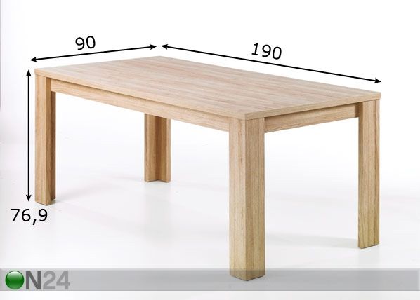 Söögilaud Koll 90x190 cm mõõdud