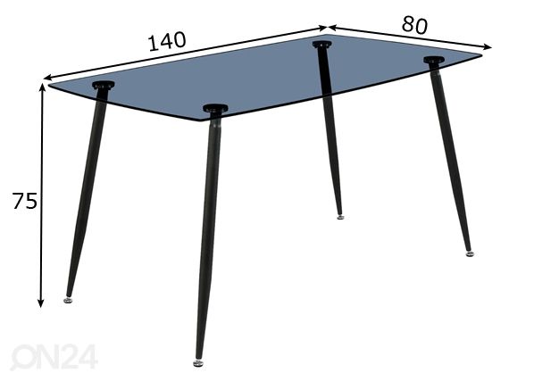 Söögilaud Koo 140x80 cm mõõdud