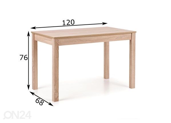 Söögilaud Ksawery 120x68 cm mõõdud