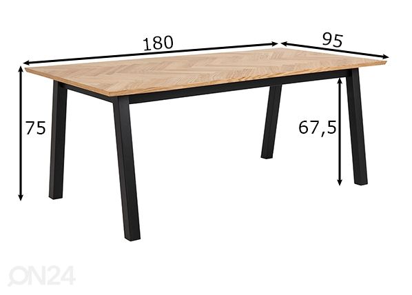 Söögilaud Lakeville 180x95 cm mõõdud