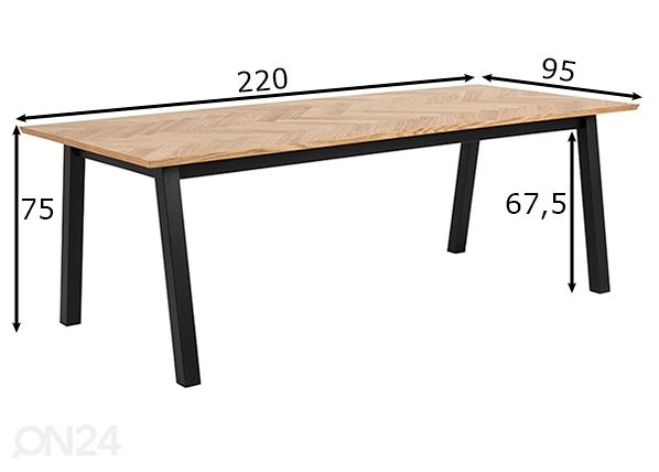 Söögilaud Lakeville 220x95 cm mõõdud