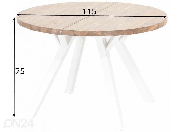 Söögilaud Lana Ø 115 cm mõõdud