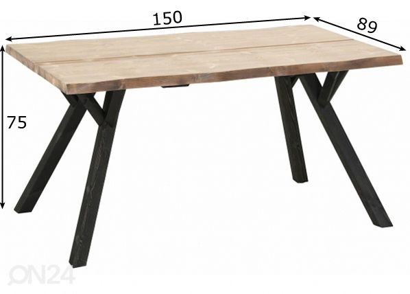 Söögilaud Lana 90x150 cm mõõdud