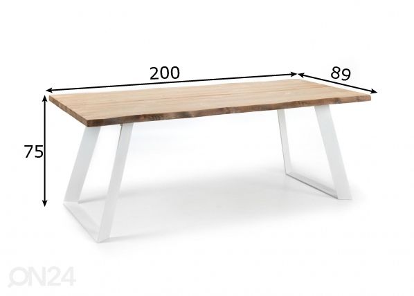 Söögilaud Lana 90x200 cm mõõdud