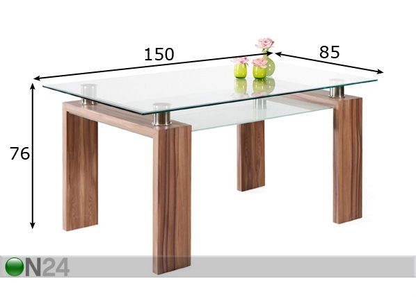 Söögilaud Levin 85x150 cm mõõdud