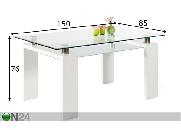 Söögilaud Levin 85x150 cm mõõdud