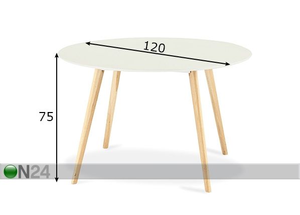 Söögilaud Life Ø 120 cm mõõdud