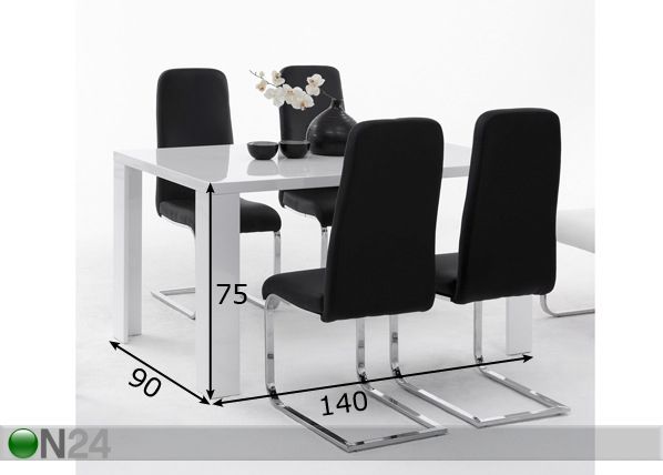 Söögilaud Linda II 90x140 cm mõõdud