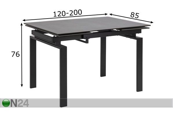 Söögilaud Long 120-200x85 cm mõõdud