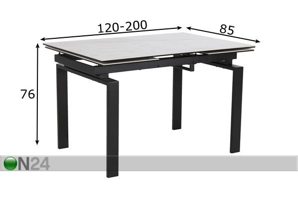 Söögilaud Long 120-200x85 cm mõõdud